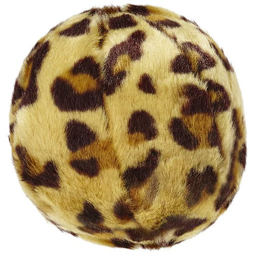 Closeup of leopard print fluff and tuff ball