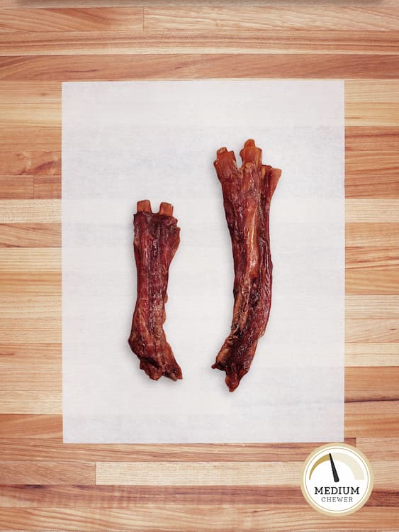 small and large beef flexors on a butcher block countertop