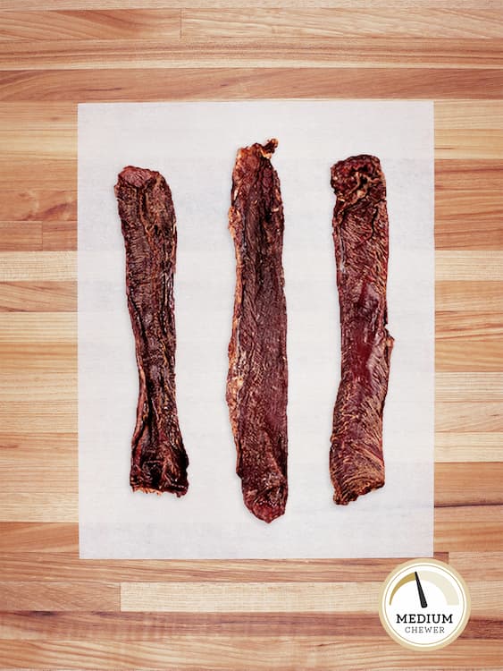 three large beef weasand pieces on butcher block countertop