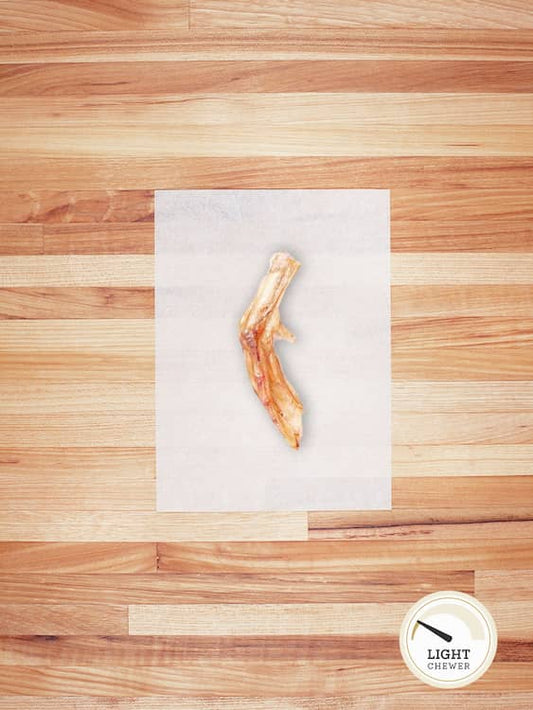 duck foot on a butcher block countertop