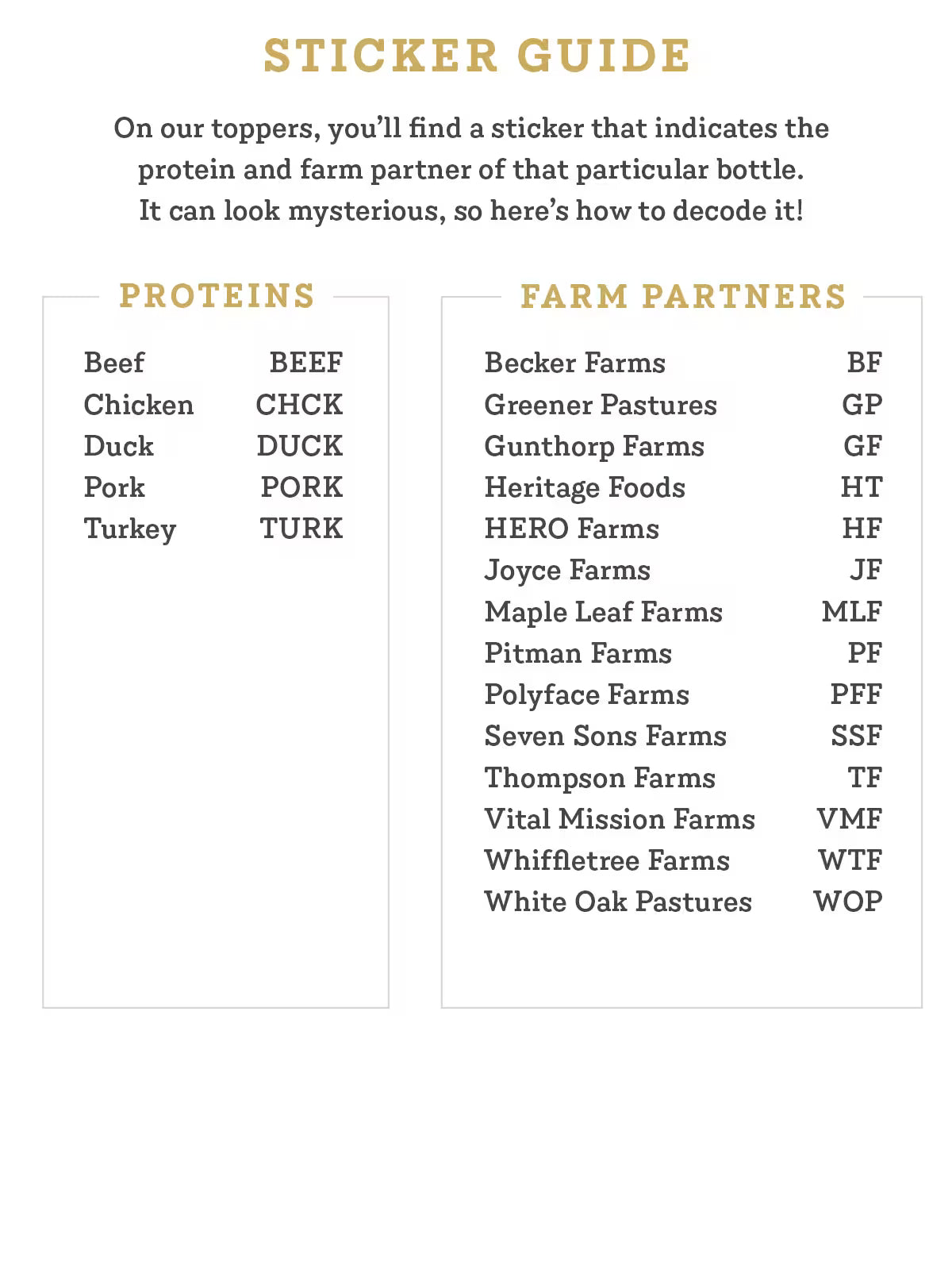 Farm Partner sticker guide
