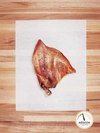 one hog ear on butcher block countertop