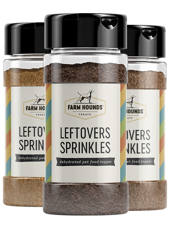 three bottles of leftovers sprinkles in light, dark, and medium color