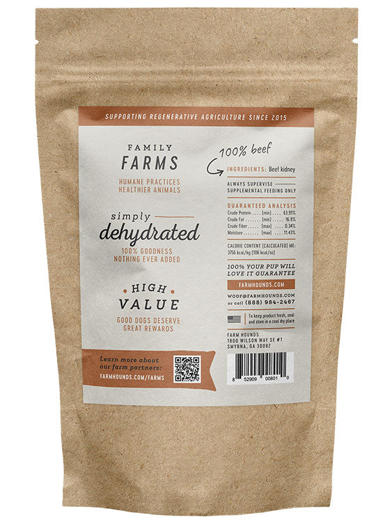 beef kidney back label on a brown kraft paper pouch bag