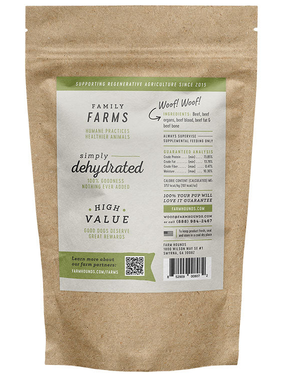 beef strips back label on a brown kraft paper pouch bag