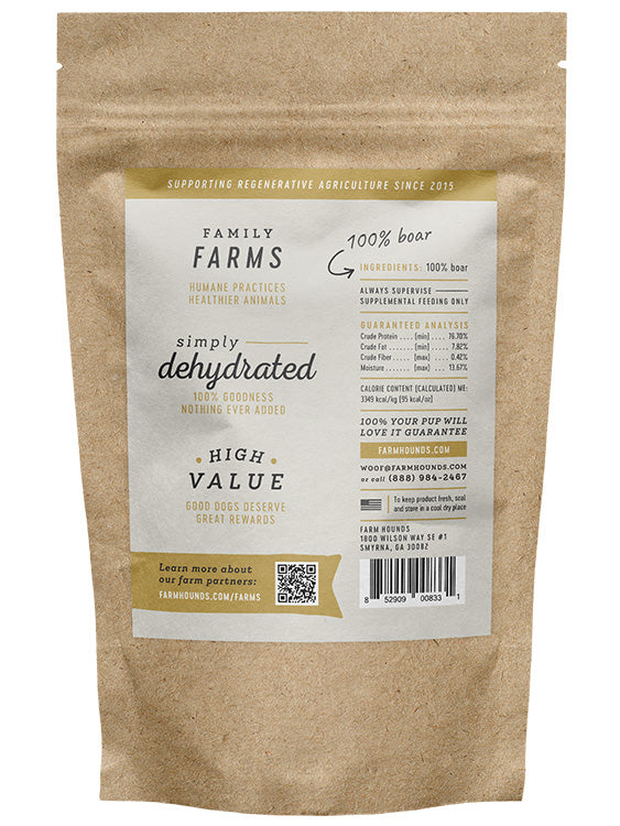 boar jerky back label on a brown kraft paper pouch bag