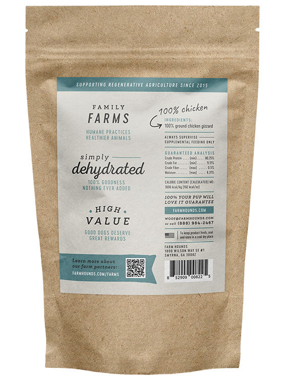 chicken gizzard back label on a brown kraft paper pouch bag