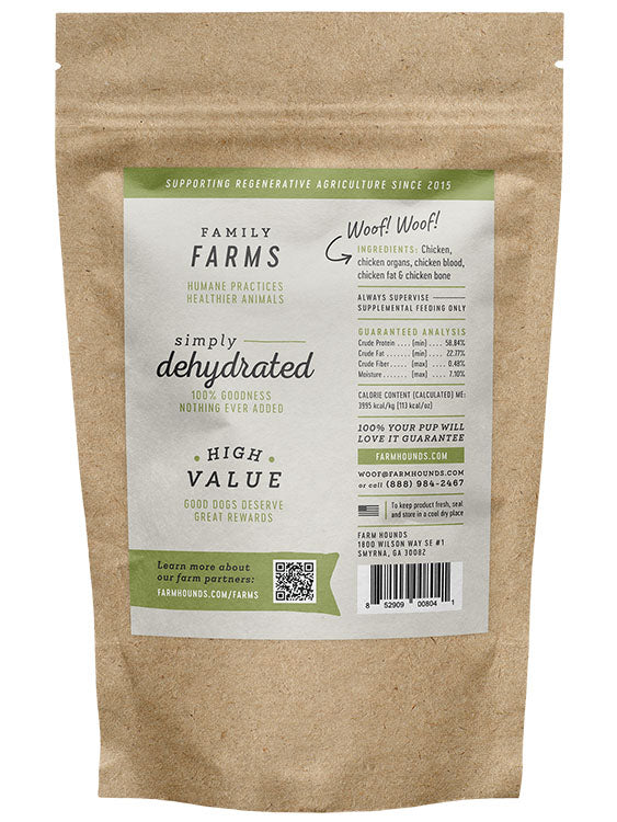 chicken strips back label on a brown kraft paper pouch bag