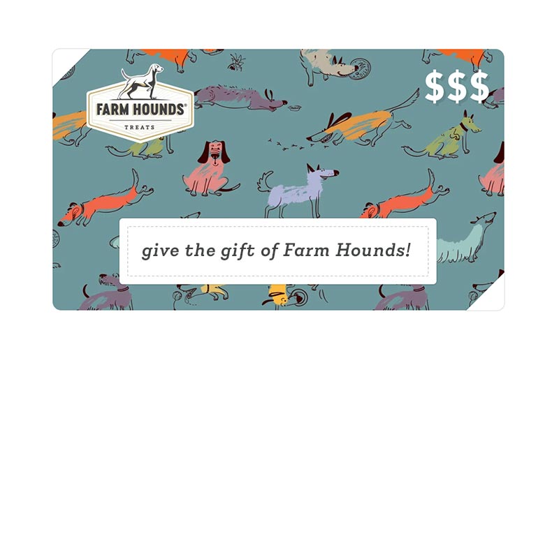 gift card with illustrated dogs on a light blue background