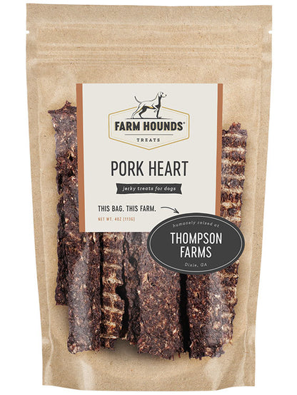 pork heart in a sealed kraft paper pouch bag with a clear front and a farm partner sticker