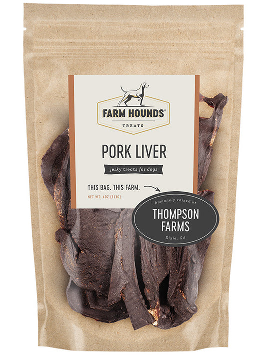 pork liver in a sealed kraft paper pouch bag with a clear front and a farm partner sticker